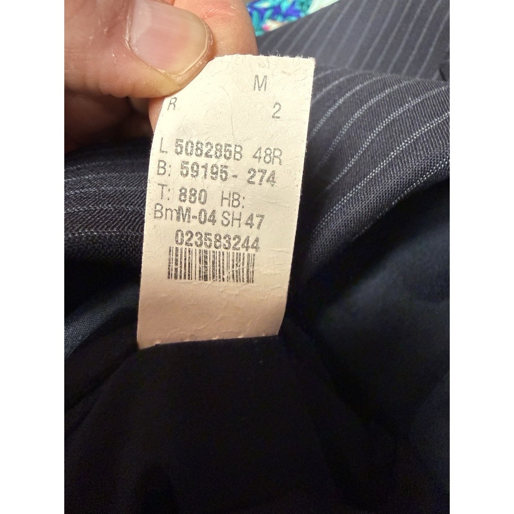 Lauren Ralph Lauren Mens Xxl Navy Wool Two Button Blazer Jacket Pinstripe - Picture 4 of 7